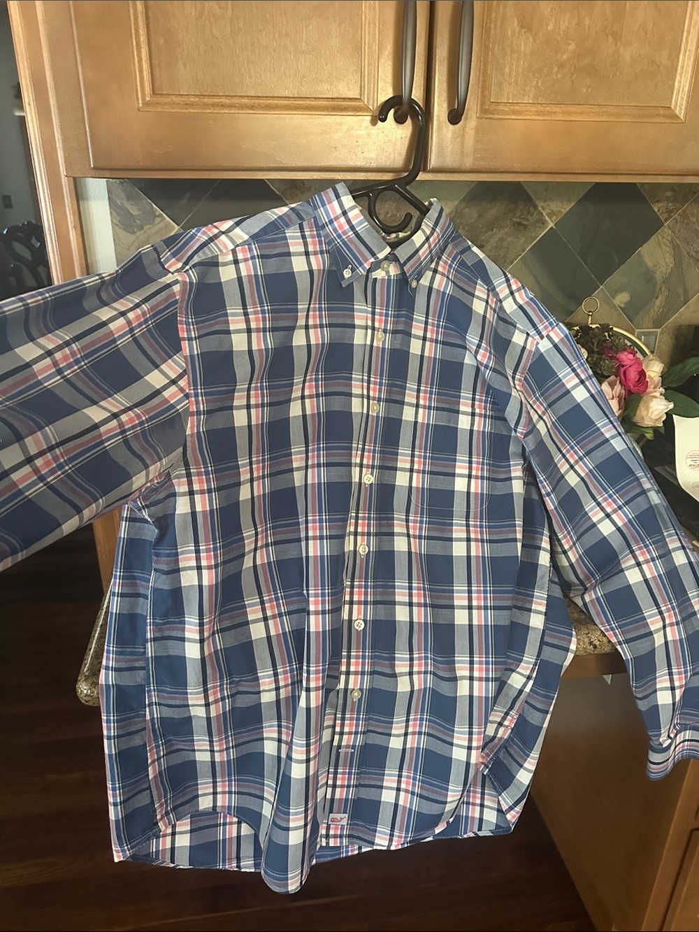 Men's Vineyard Vines Blue Plaid Button-Down Shirt, size large , Murray